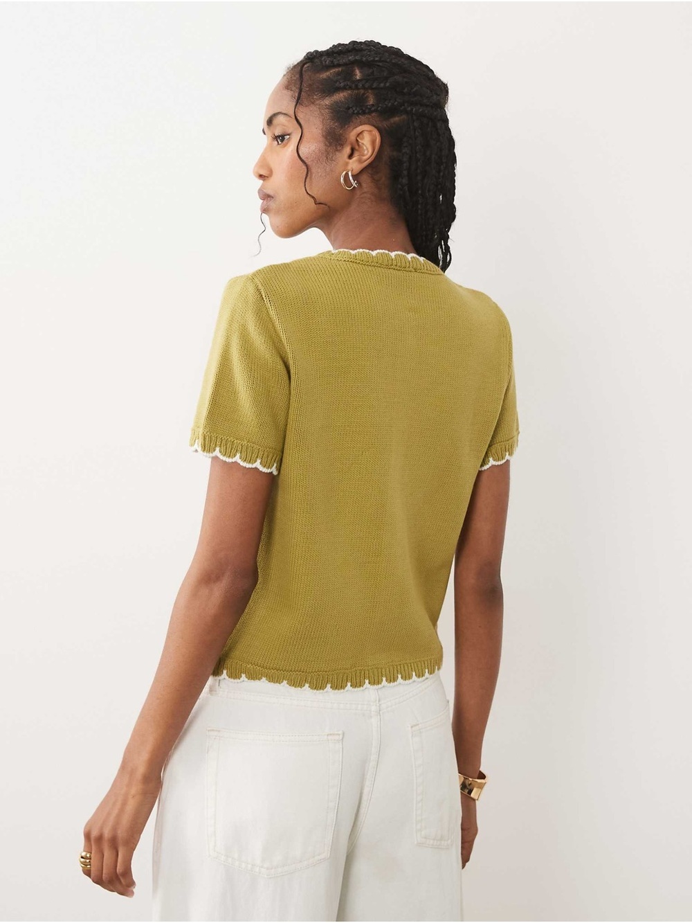 Miss Selfridge Short-Sleeve Knit Blanket Stitch Cardigan - Picture 4 of 4